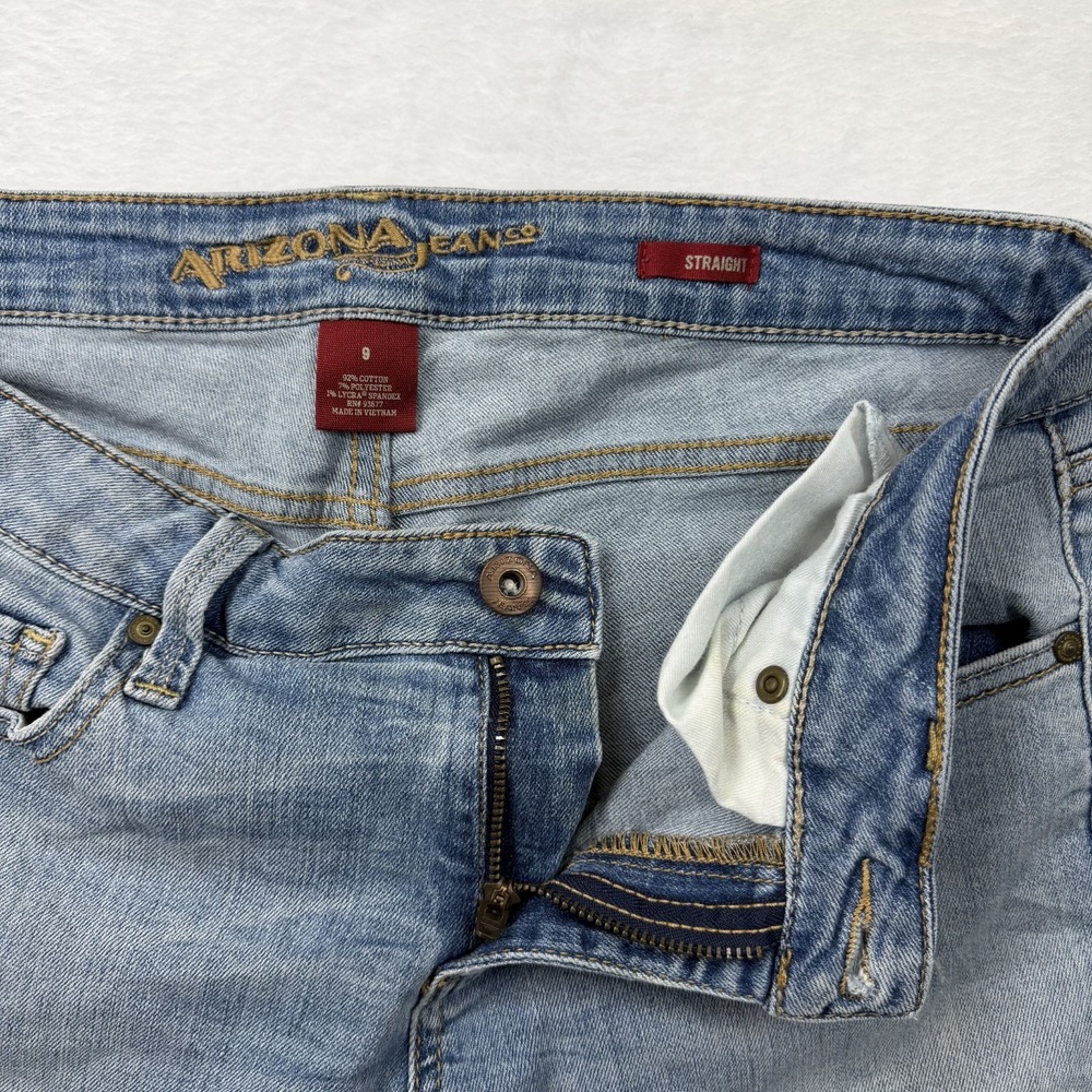 AriZona Jeans Women's Blue Denim Stretch Low-Rise Classic Straight Zip Fly - 9 - Picture 7 of 8